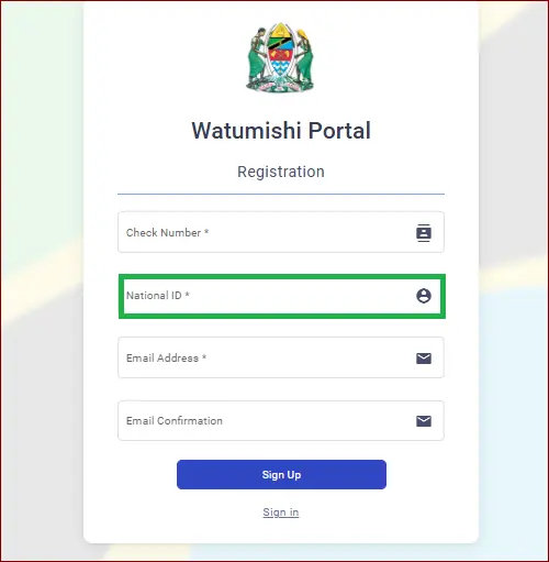 enter national id 